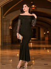 Off Shoulder Mermaid Hem Glitter Prom Dress